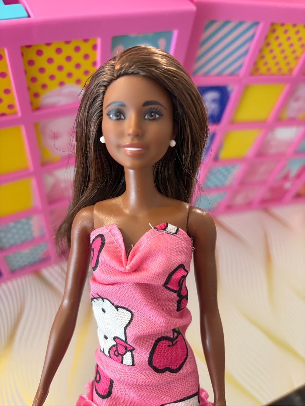 Barbie Pink Apple Print Dress Doll